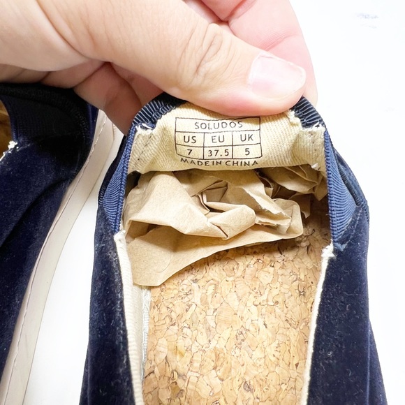 Soludos Navy Blue Velvet Llama Embroidered Slip-On Sneakers - Picture 7 of 7